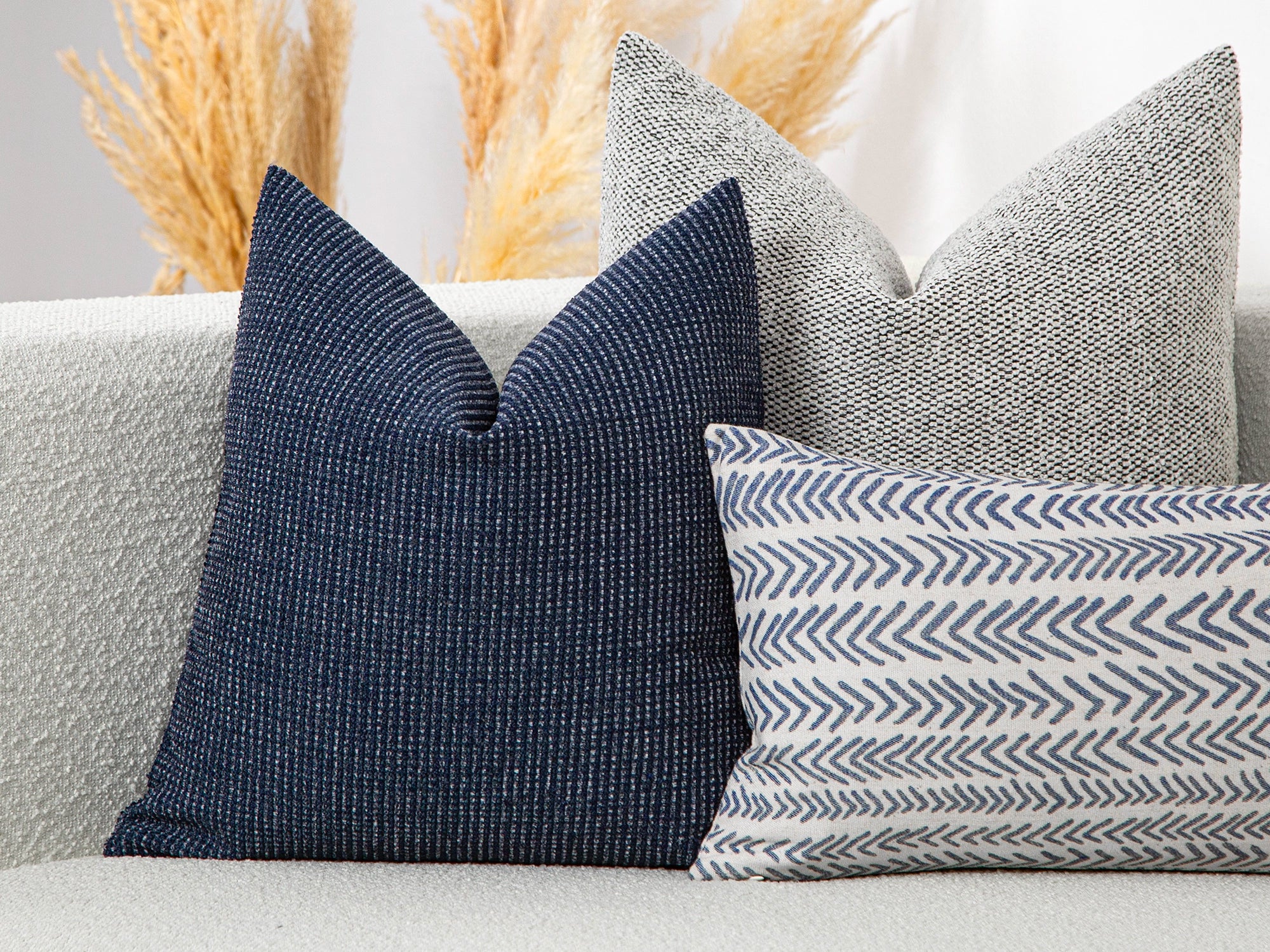 Navy Blue Textured Boho Pillow Cover