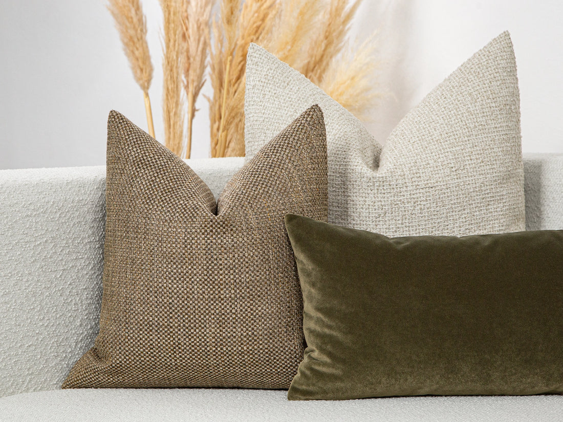 Warm Beige Woven Pillow Cover