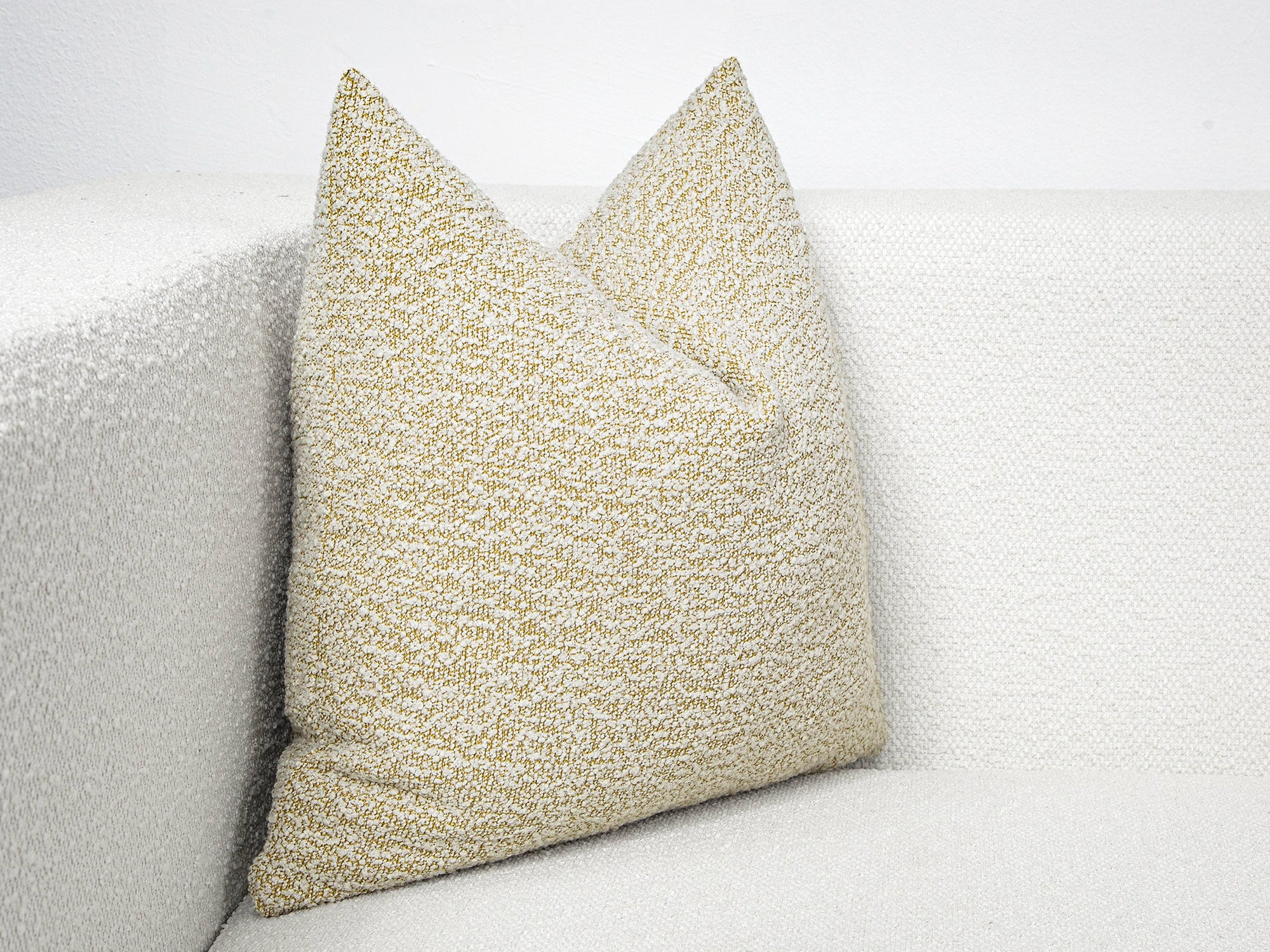 White and Yellow Boucle Pillow Cover
