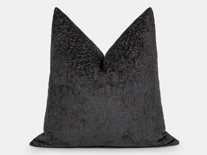 Warm Charcoal Textured Pillow Cover