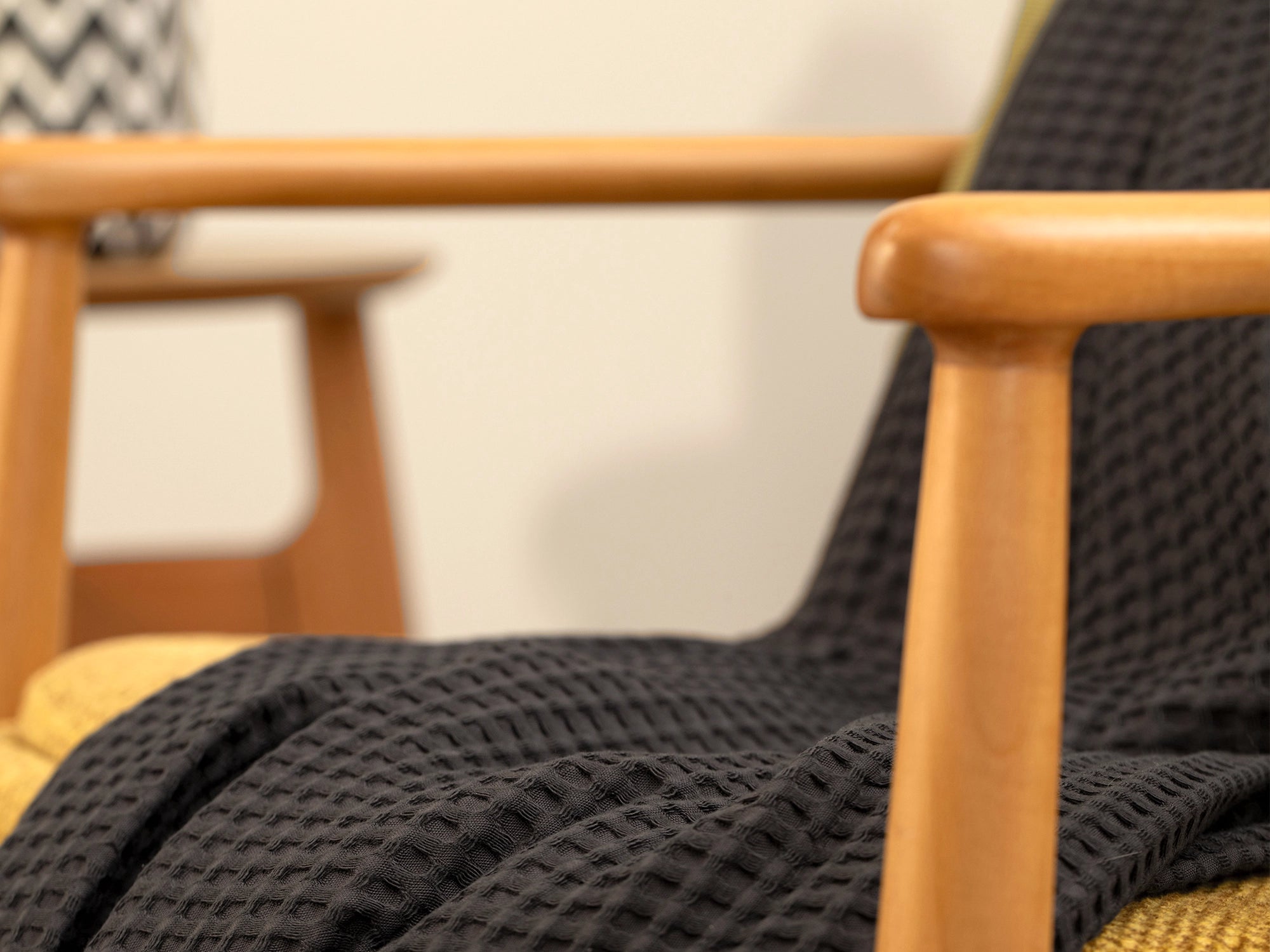 Warm Charcoal Waffle Sofa Throw