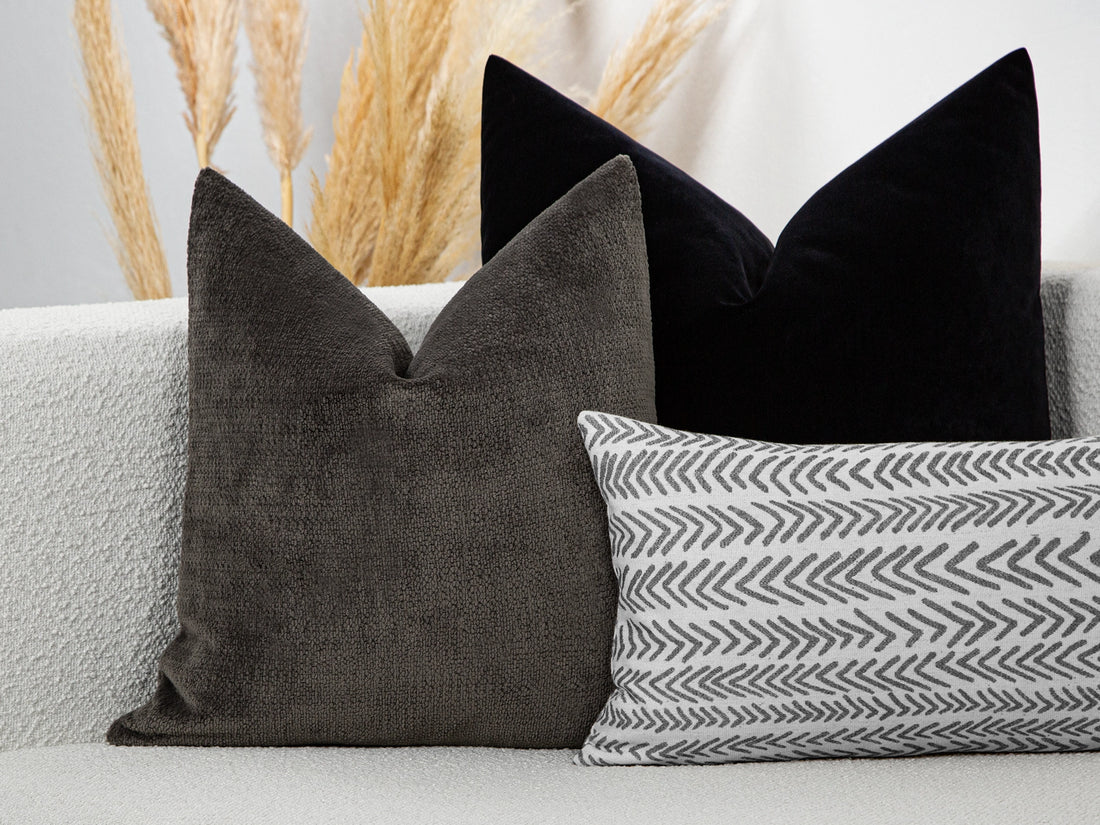 Warm Charcoal Textured Pillow Cover