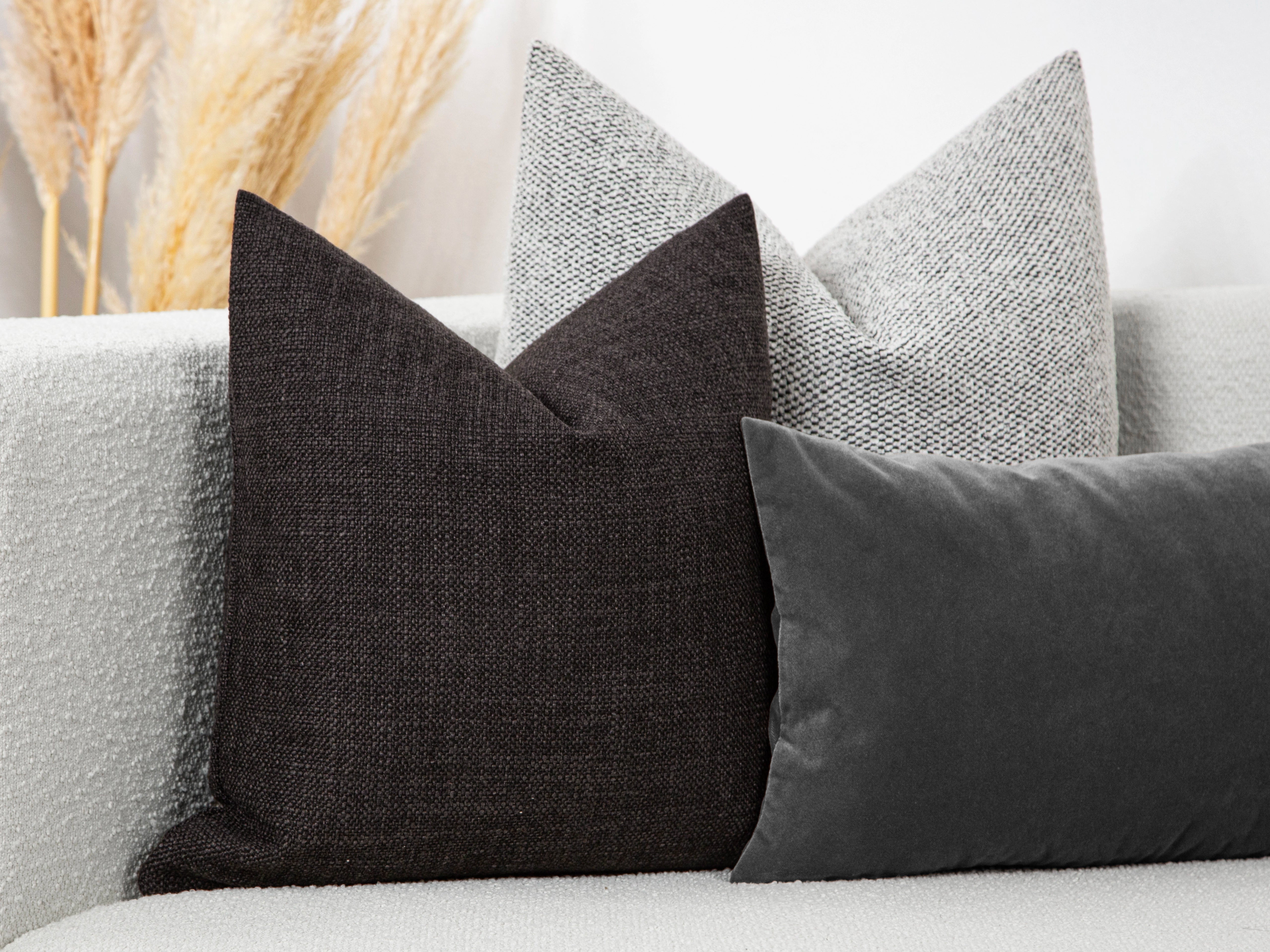 Warm Charcoal Linen Pillow Cover