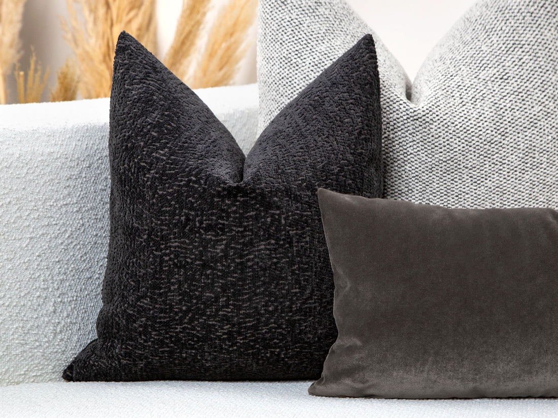 Warm Charcoal Textured Pillow Cover