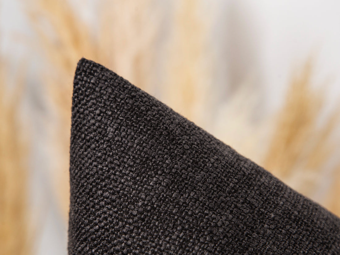 Warm Charcoal Linen Pillow Cover