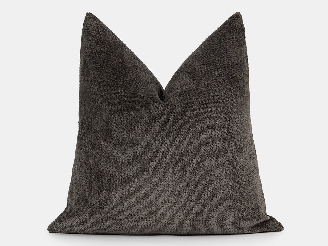 Warm Charcoal Textured Pillow Cover