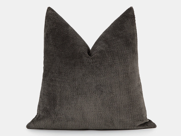 Warm Charcoal Textured Pillow Cover