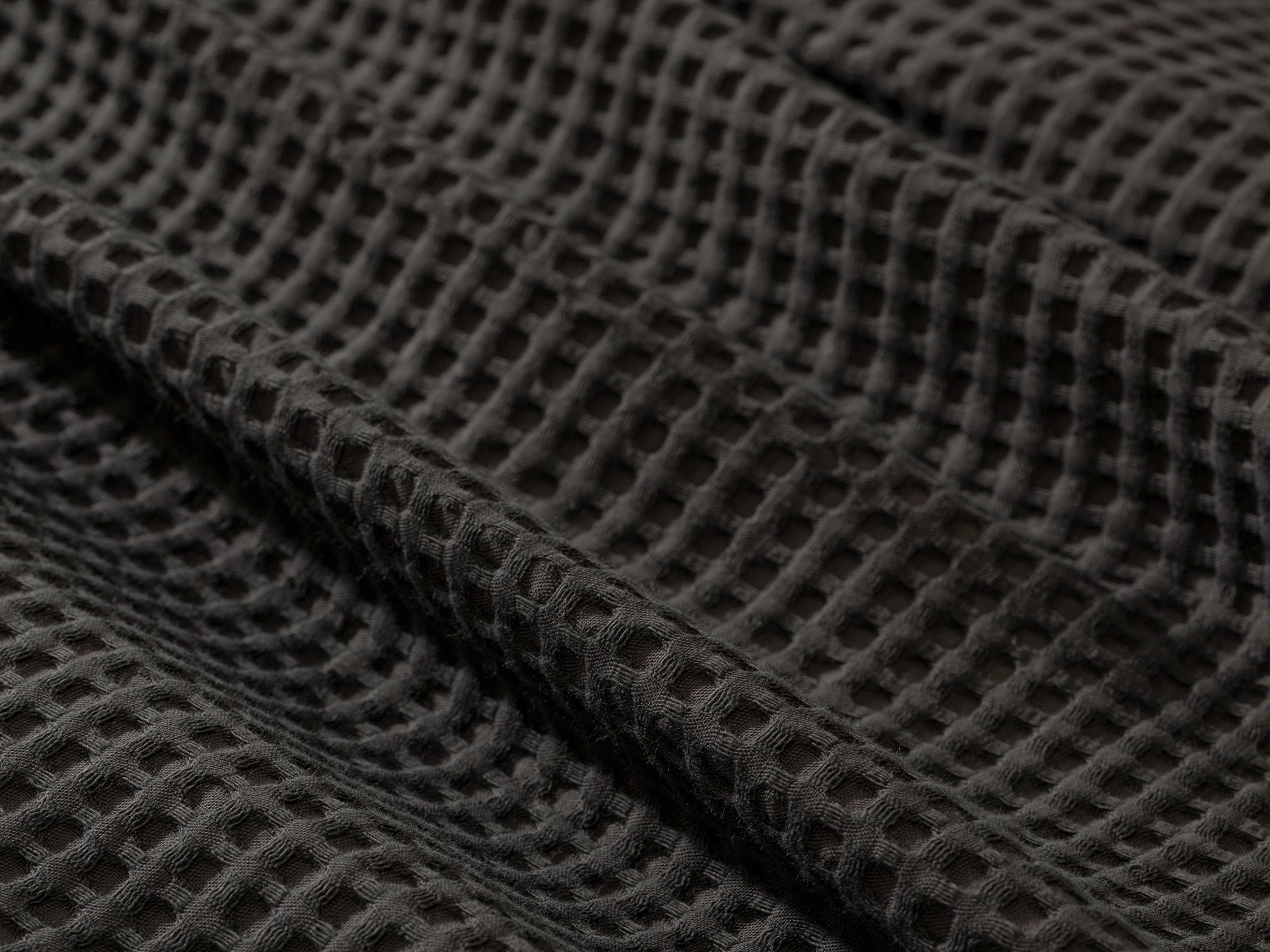 Warm Charcoal Waffle Bed Throw Set
