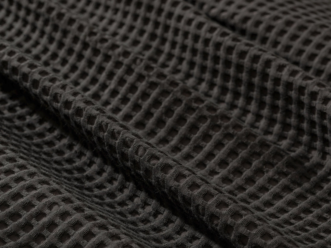 Warm Charcoal Waffle Bed Throw Set
