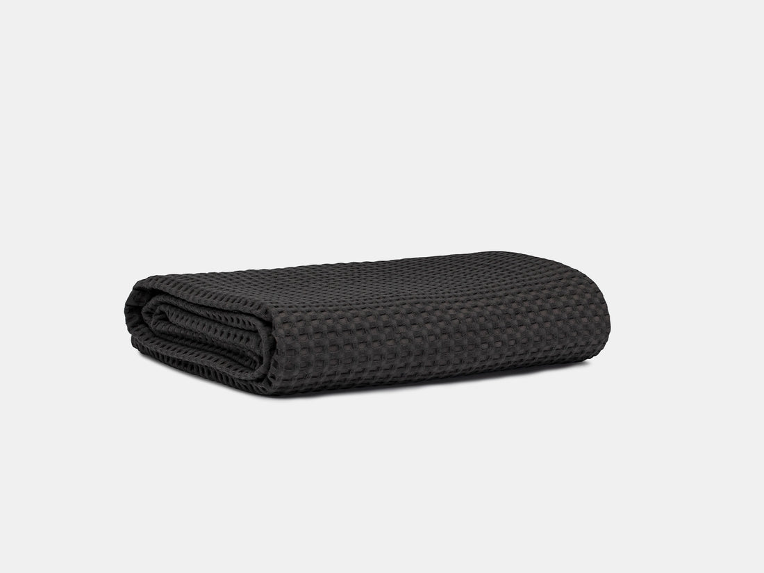 Warm Charcoal Waffle Sofa Throw