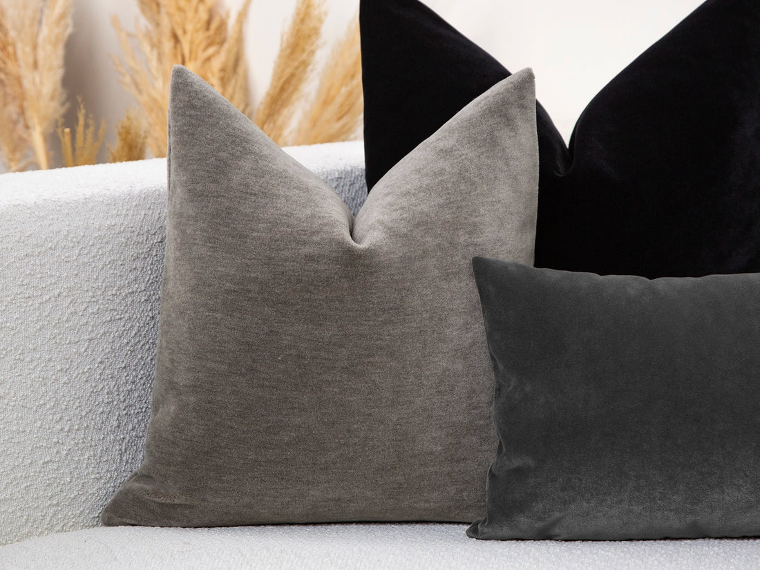 Warm Gray Mohair Velvet Pillow Cover