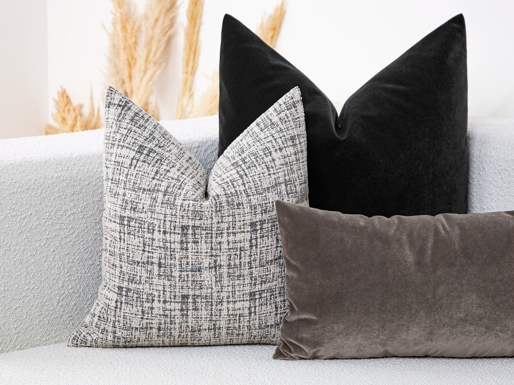 Warm Gray Brushed Woven Pillow Cover
