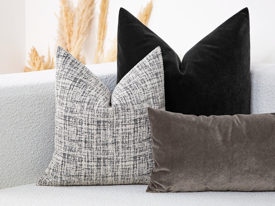 Warm Gray Brushed Woven Pillow Cover