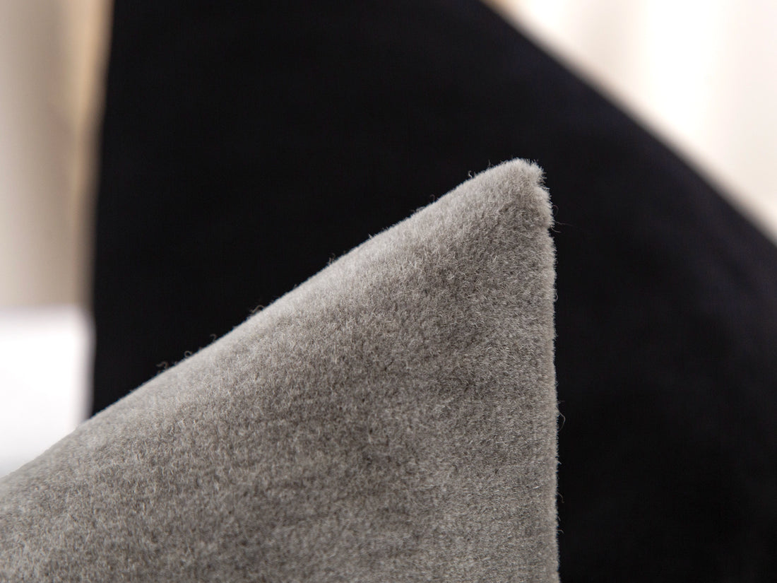 Warm Gray Mohair Velvet Pillow Cover