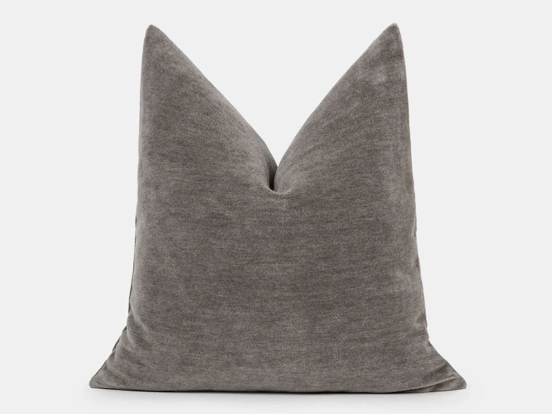 Warm Gray Mohair Velvet Pillow Cover