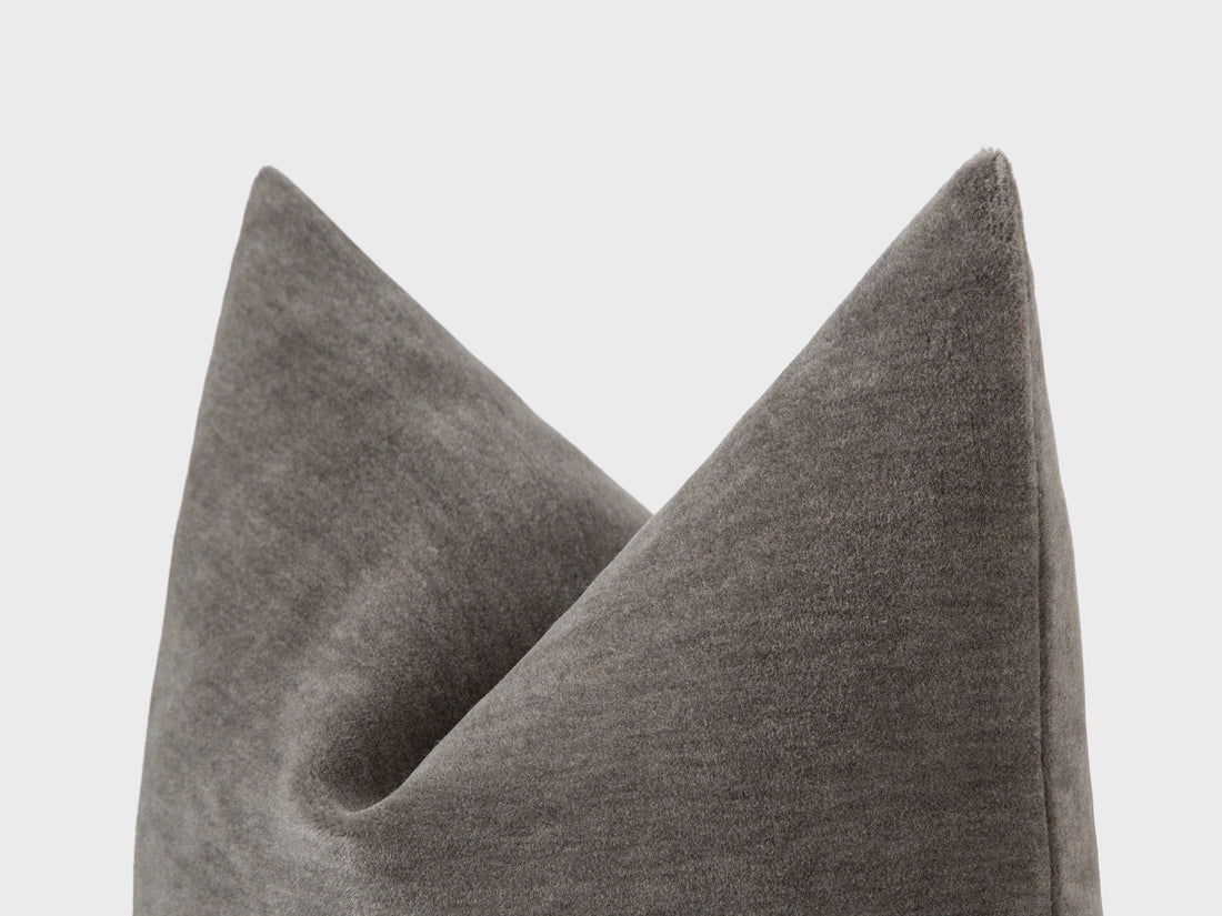 Warm Gray Mohair Velvet Pillow Cover