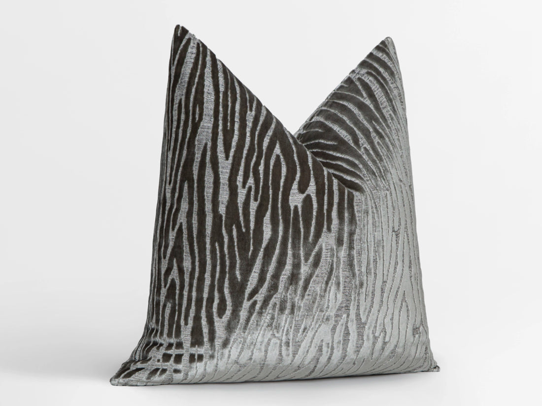 Warm Gray Zebra Velvet Pillow Cover