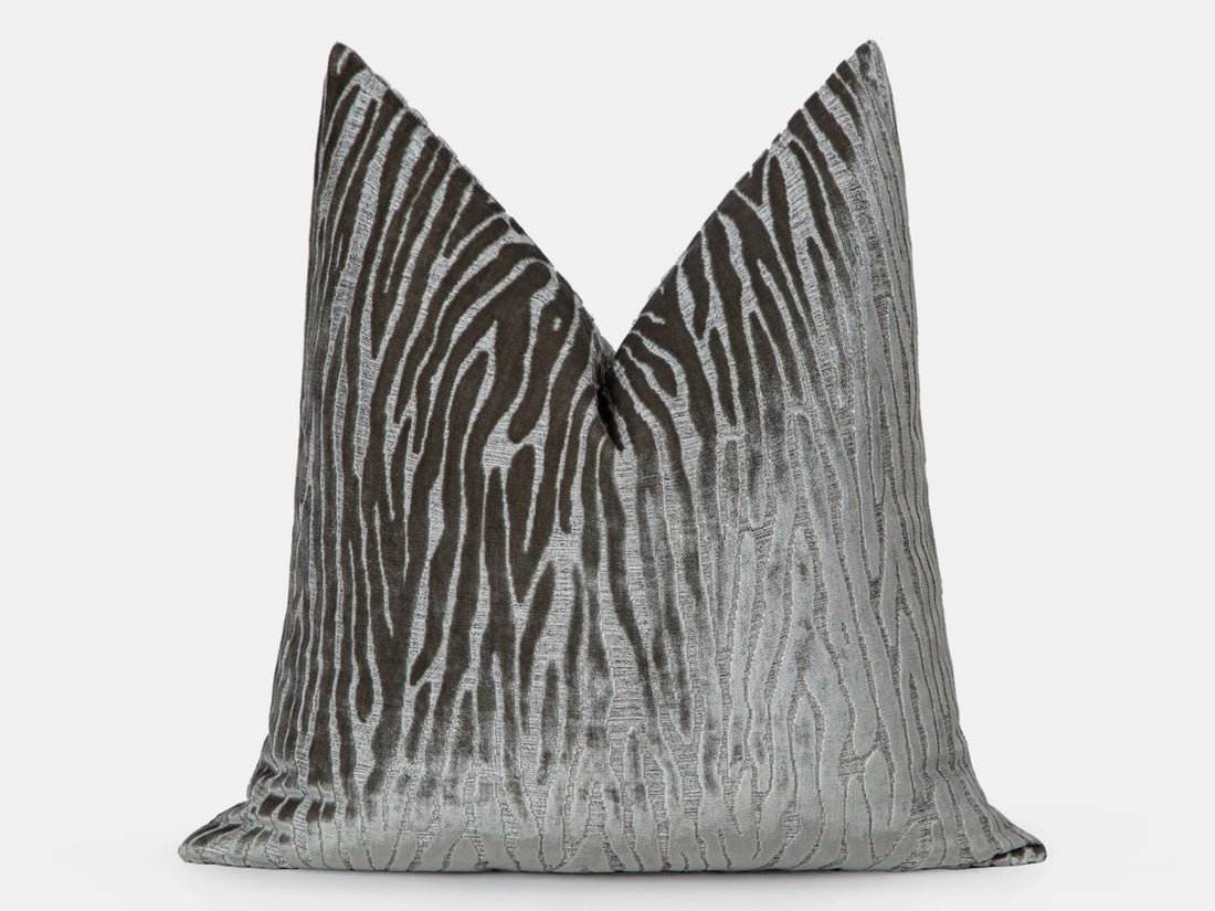 Warm Gray Zebra Velvet Pillow Cover