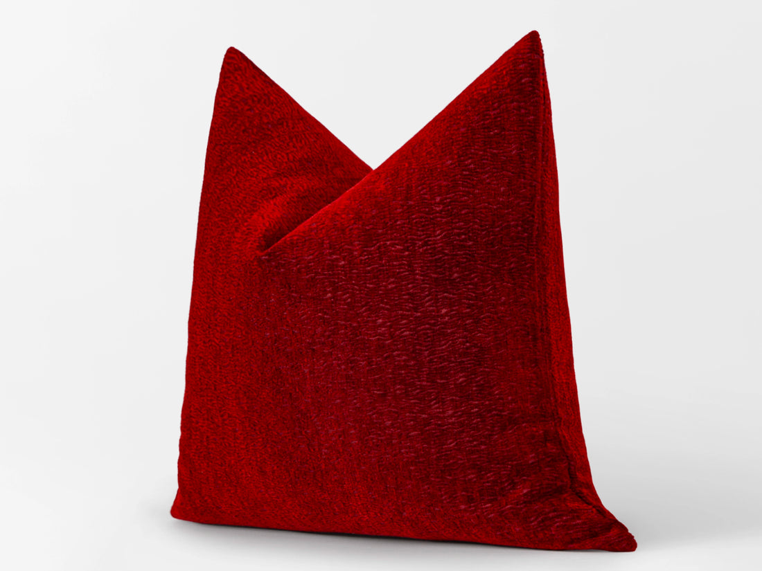 Claret Red Textured Pillow Cover