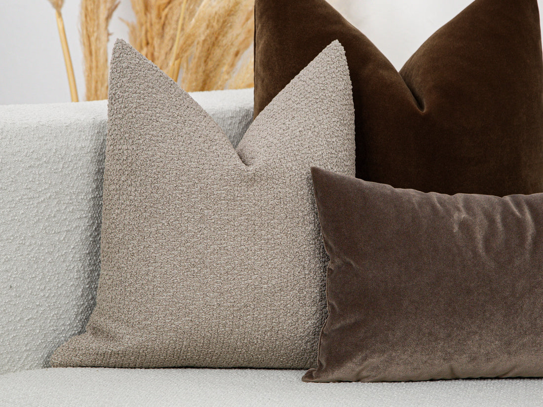 Warm Taupe Textured Pillow Cover