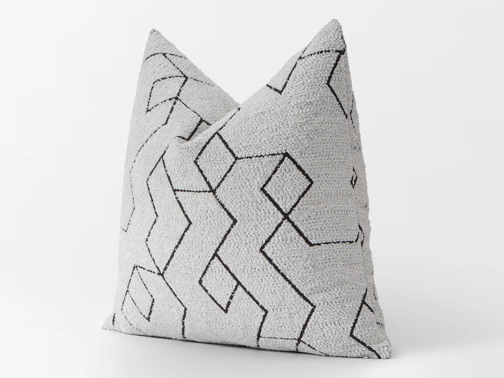 Off White and Black Geometric Pillow Cover