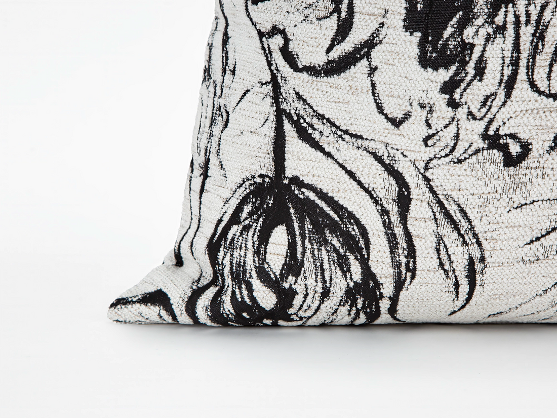 White & Black Abstract Woven Pillow Cover