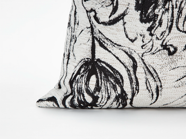 White & Black Abstract Woven Pillow Cover