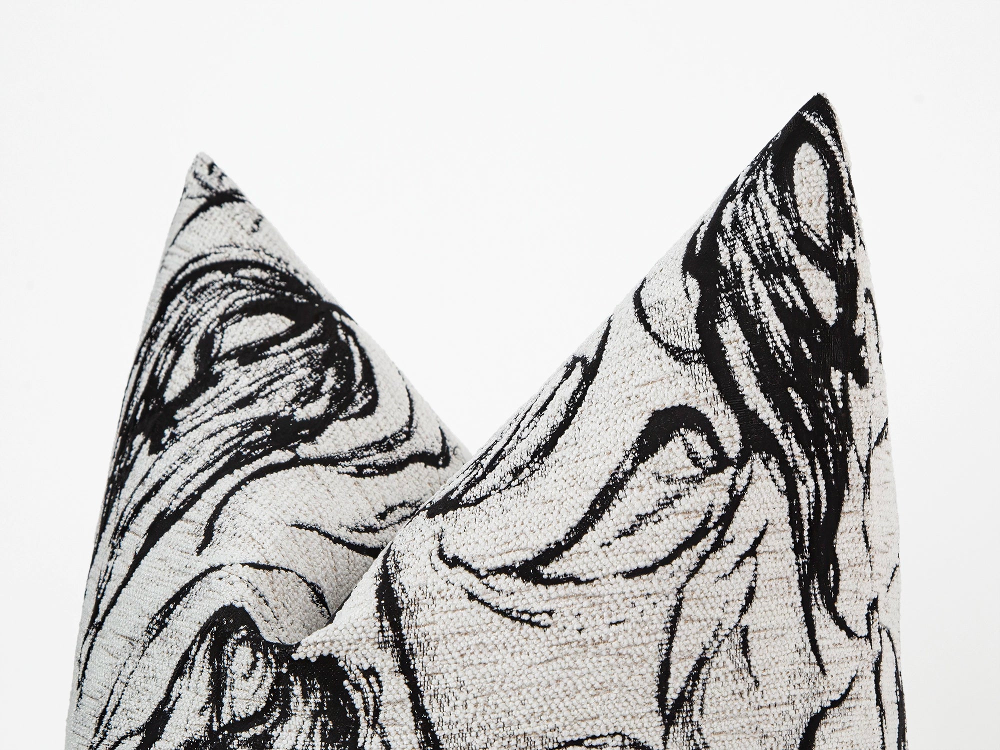 White & Black Abstract Woven Pillow Cover