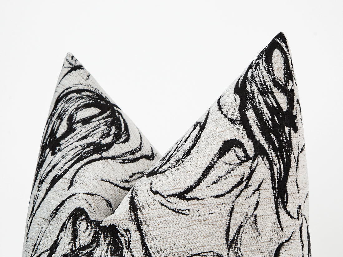 White & Black Abstract Woven Pillow Cover