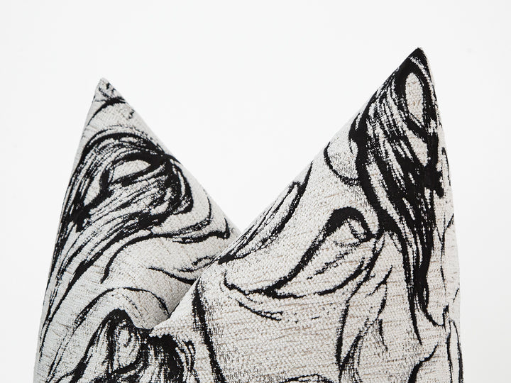 White & Black Abstract Woven Pillow Cover