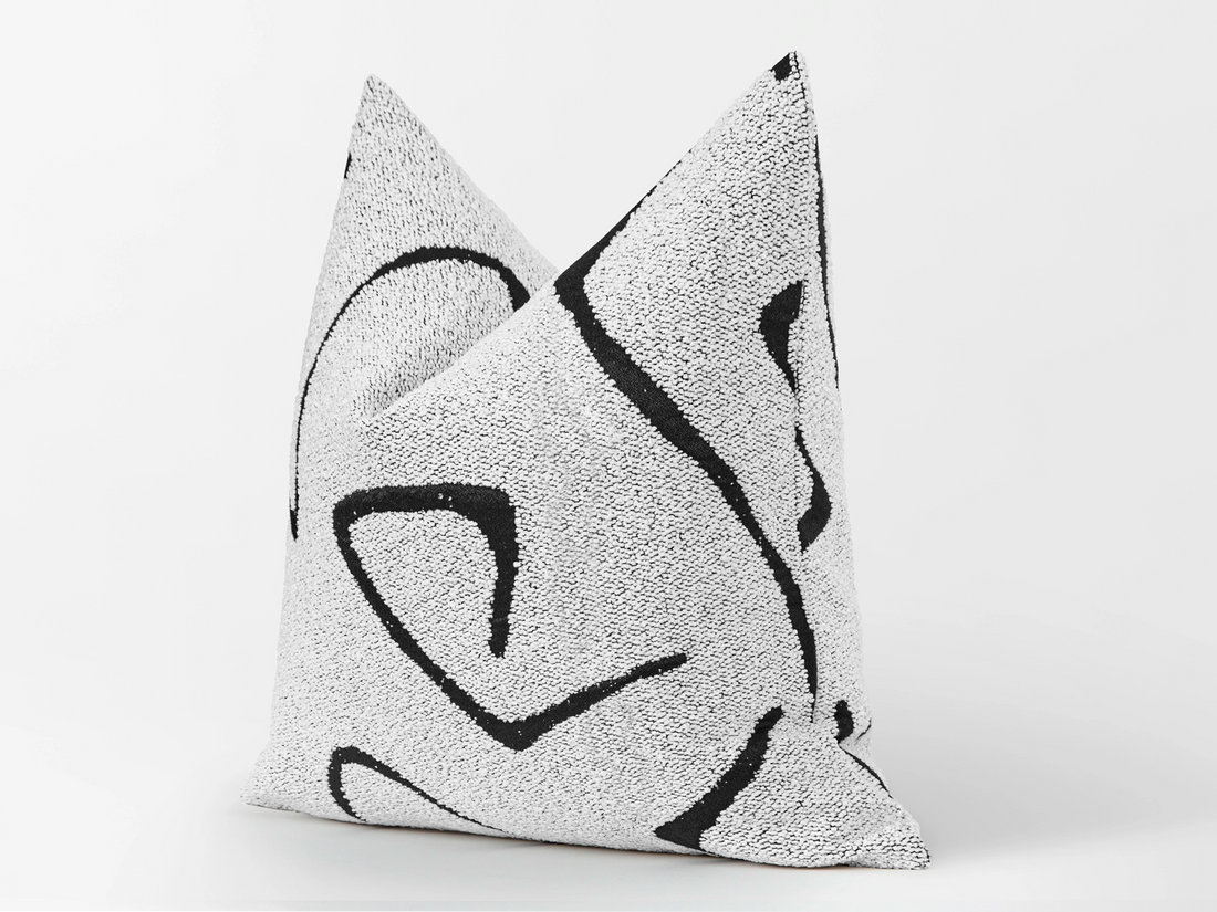 White Graffito Pillow Cover – Amorphous