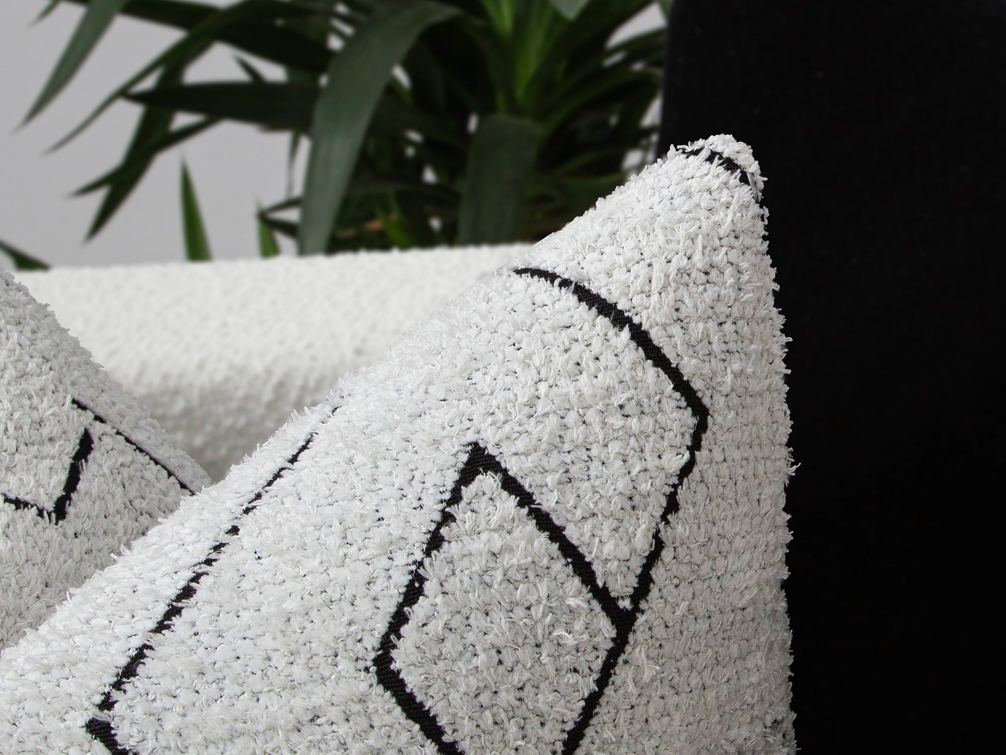 Off White and Black Geometric Pillow Cover