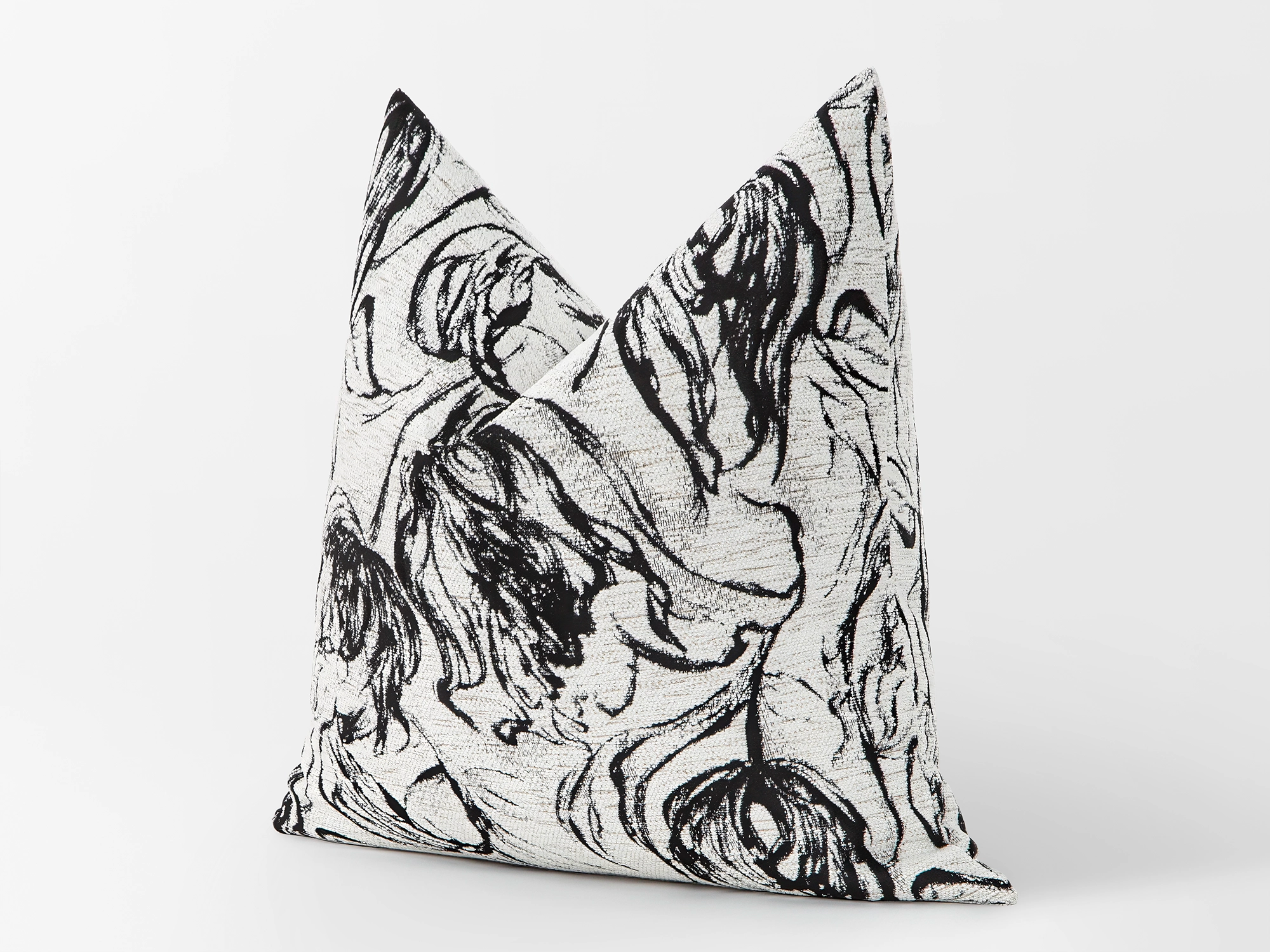 White & Black Abstract Woven Pillow Cover