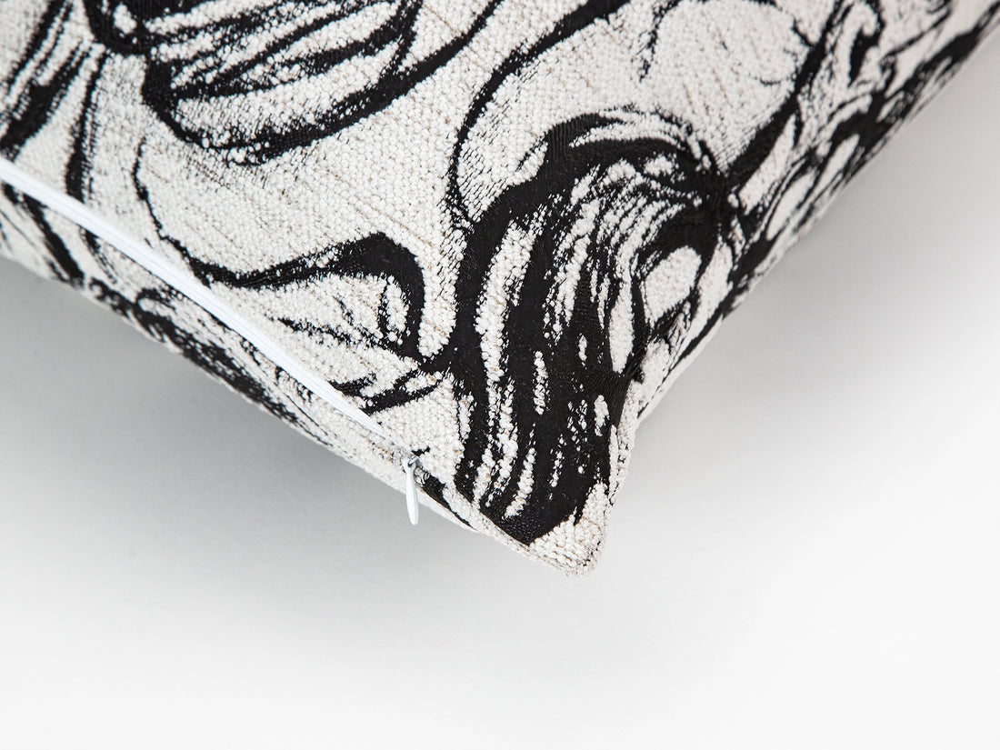 White & Black Abstract Woven Pillow Cover