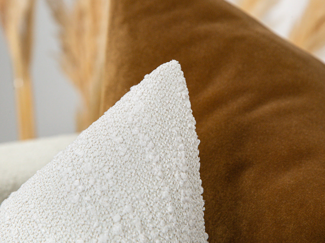 Boho White Boucle Pillow Cover