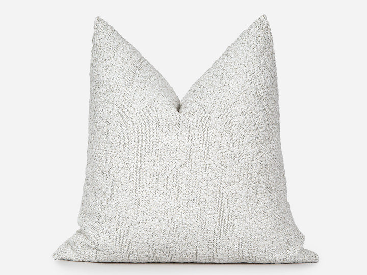 White Boho Boucle Pillow Cover