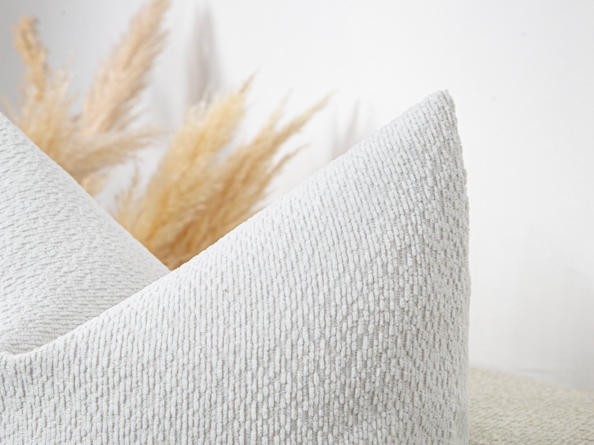 White Textured Throw Pillow Cover
