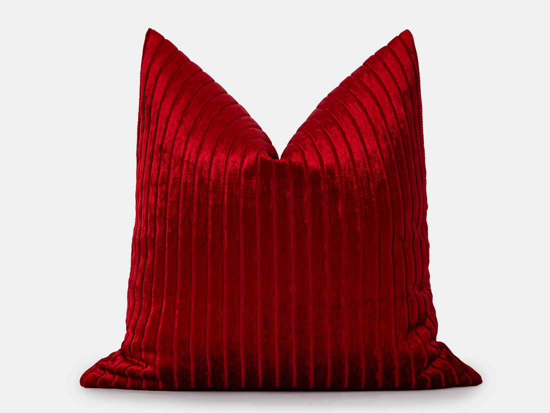 Wine Red Shiny Velvet Corduroy Pillow Cover