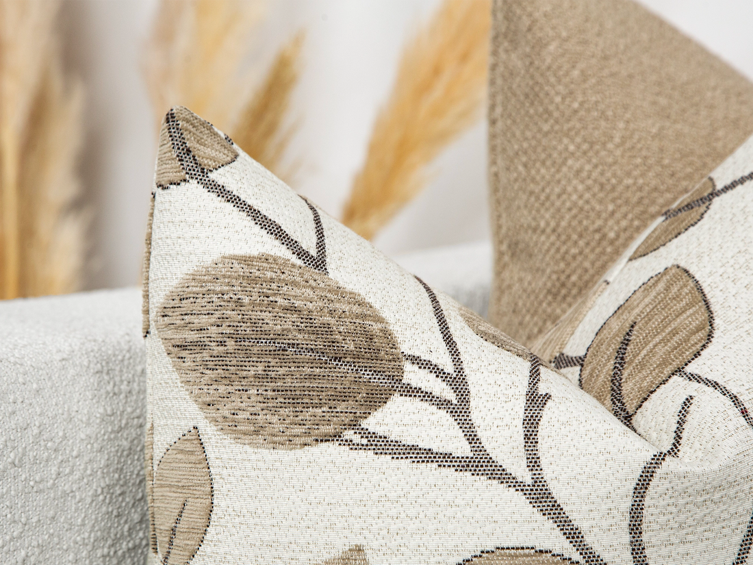 Neutral Mid-Century Botanical Pillow Cover