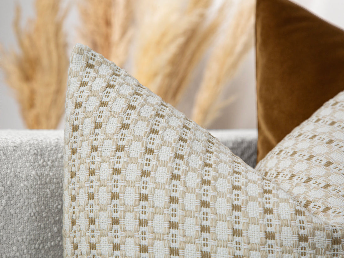 Cream Textured Woven Pillow Cover