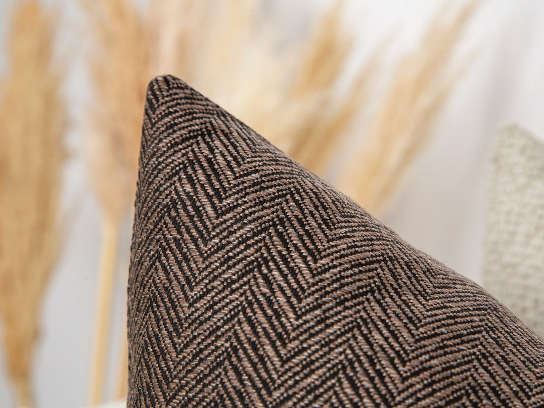 Brown and Black Woven Pillow Cover