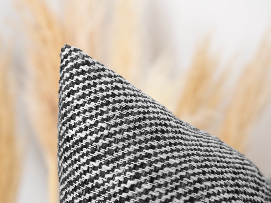 Black and White Woven Pillow Cover