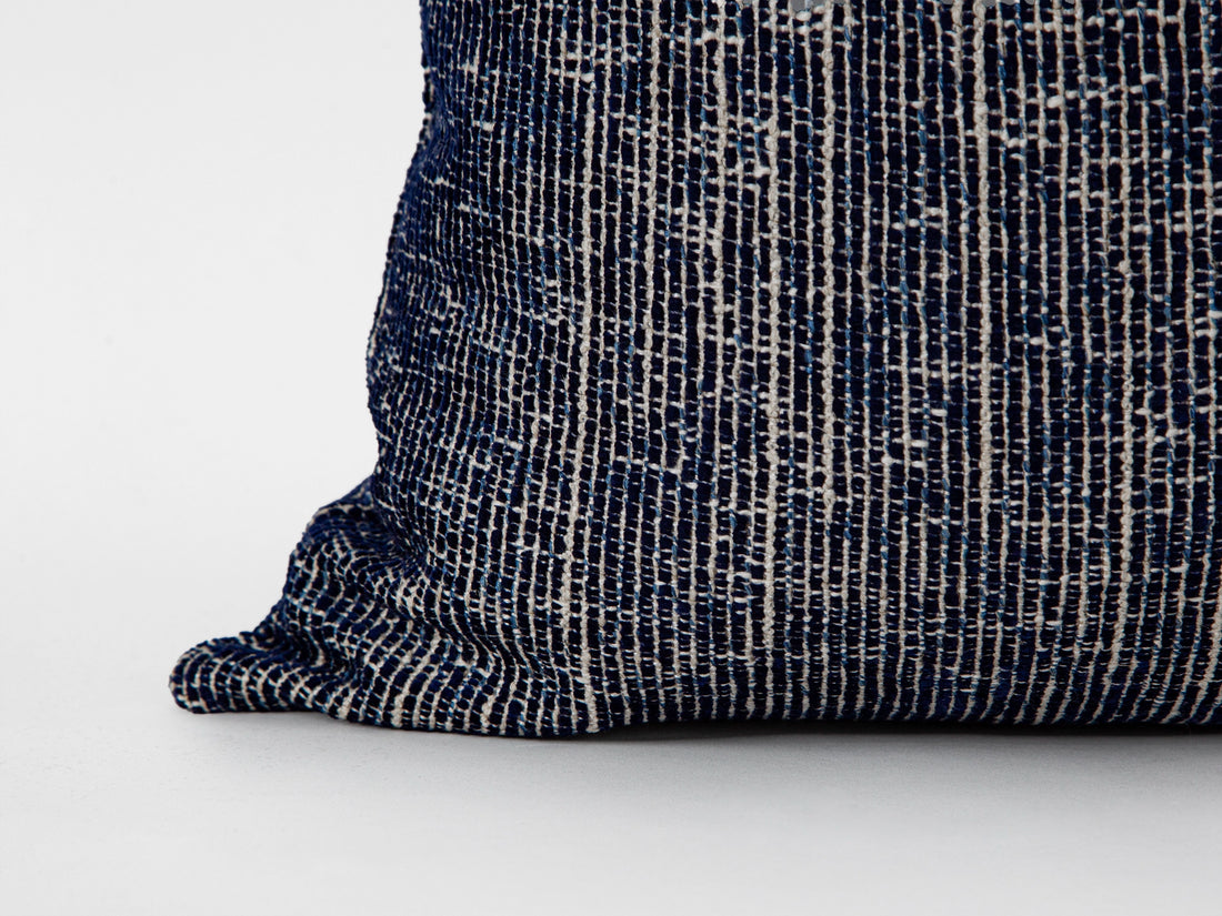 Navy Blue Woven Pillow Cover