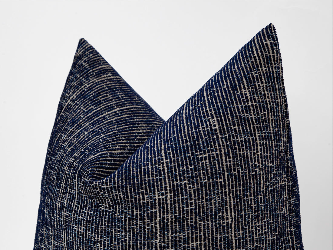 Navy Blue Woven Pillow Cover