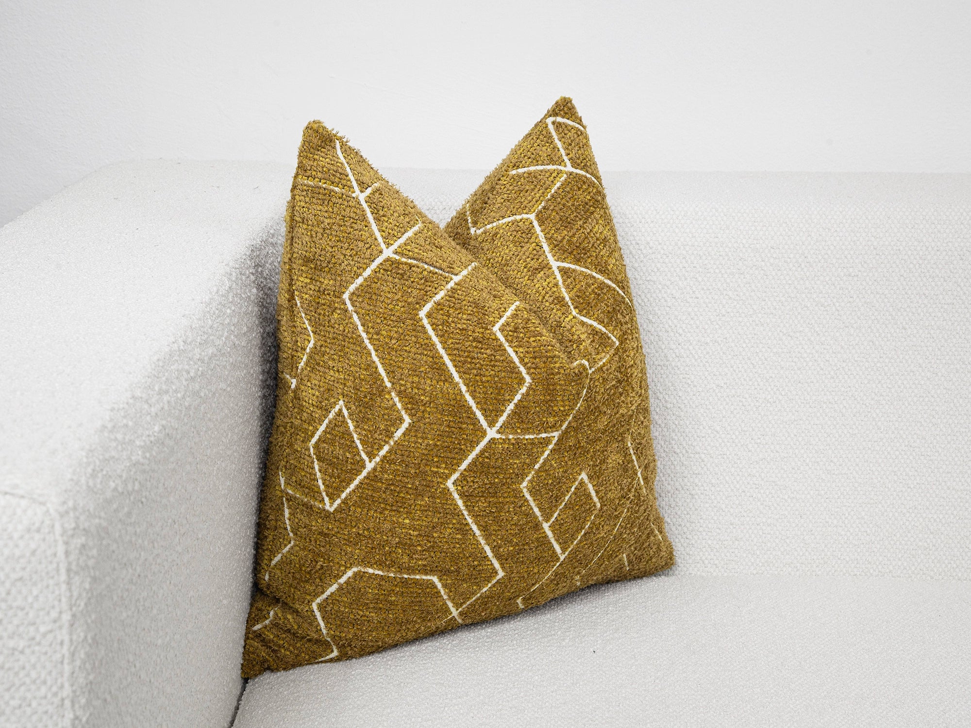 Mustard and White Geometric Pillow Cover